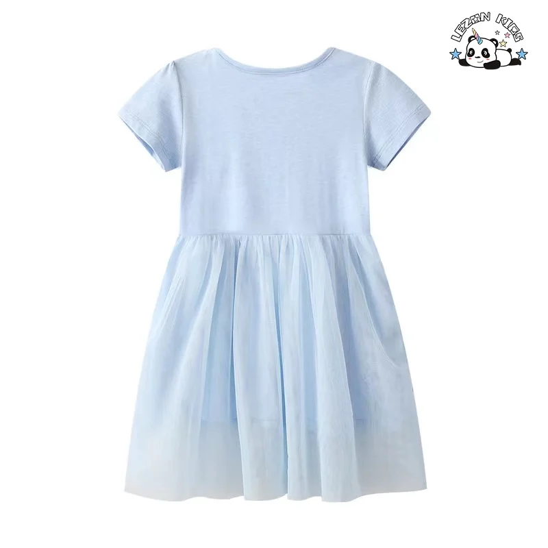 LEZONKIDS - 2024 New Fashion printed unicorn design baby girl dress boutique princess tulle girls dress